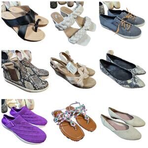 Bulk Women’s Flats and Sandals Shoe Lot of 9 Name Brand Wholesale Reseller
